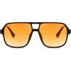 imageFEISEDY Retro Square Aviator Sunglasses Women Men 70s Vintage Trendy Plastic Frame Sun Glasses B4158Black FrameYellow Lens