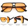 imageFEISEDY Retro Square Aviator Sunglasses Women Men 70s Vintage Trendy Plastic Frame Sun Glasses B4158Black FrameYellow Lens