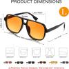 imageFEISEDY Retro Square Aviator Sunglasses Women Men 70s Vintage Trendy Plastic Frame Sun Glasses B4158Black FrameYellow Lens