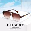 imageFEISEDY Retro Square Aviator Sunglasses Women Men 70s Vintage Trendy Plastic Frame Sun Glasses B4158Leopard  Clear FrameGradual Tea Lens
