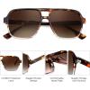 imageFEISEDY Retro Square Aviator Sunglasses Women Men 70s Vintage Trendy Plastic Frame Sun Glasses B4158Leopard  Clear FrameGradual Tea Lens