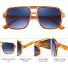 imageFEISEDY Retro Square Aviator Sunglasses Women Men 70s Vintage Trendy Plastic Frame Sun Glasses B4158Orange FrameGradual Blue Lens