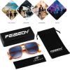 imageFEISEDY Retro Square Aviator Sunglasses Women Men 70s Vintage Trendy Plastic Frame Sun Glasses B4158Orange FrameGradual Blue Lens