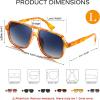 imageFEISEDY Retro Square Aviator Sunglasses Women Men 70s Vintage Trendy Plastic Frame Sun Glasses B4158Orange FrameGradual Blue Lens