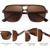 imageFEISEDY Retro Square Aviator Sunglasses Women Men 70s Vintage Trendy Plastic Frame Sun Glasses B4158Tortoise Frame  Tea Lens