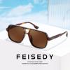 imageFEISEDY Retro Square Aviator Sunglasses Women Men 70s Vintage Trendy Plastic Frame Sun Glasses B4158Tortoise Frame  Tea Lens