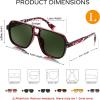 imageFEISEDY Retro Square Aviator Sunglasses Women Men 70s Vintage Trendy Plastic Frame Sun Glasses B4158Tortoise FrameGreen Lens
