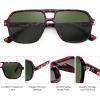 imageFEISEDY Retro Square Aviator Sunglasses Women Men 70s Vintage Trendy Plastic Frame Sun Glasses B4158Tortoise FrameGreen Lens