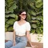 imageFEISEDY Retro Square Aviator Sunglasses Women Men 70s Vintage Trendy Plastic Frame Sun Glasses B4158Transparent Green  Green