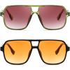 imageFEISEDY Retro Square Aviator Sunglasses Women Men 70s Vintage Trendy Plastic Frame Sun Glasses B4158Transparent Green  Orange