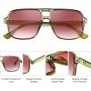 imageFEISEDY Retro Square Aviator Sunglasses Women Men 70s Vintage Trendy Plastic Frame Sun Glasses B4158Transparent Green FramePink Lens