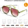imageFEISEDY Retro Square Aviator Sunglasses Women Men 70s Vintage Trendy Plastic Frame Sun Glasses B4158Transparent Green FramePink Lens