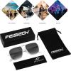 imageFEISEDY Retro Square Aviator Sunglasses Women Men 70s Vintage Trendy Plastic Frame Sun Glasses B4158White