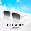 imageFEISEDY Retro Square Aviator Sunglasses Women Men 70s Vintage Trendy Plastic Frame Sun Glasses B4158White