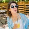 imageFEISEDY Retro Square Aviator Sunglasses Women Men 70s Vintage Trendy Plastic Frame Sun Glasses B4158White