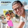 imageFEISEDY Sports Blue Light Glasses for Men Lightweight Anti Slip Running Cycling Square Glasses Computer Eyeglasses B0156Matte Tortoise