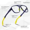 imageFEISEDY Sports Blue Light Glasses for Men Lightweight Anti Slip Running Cycling Square Glasses Computer Eyeglasses B0156Matte Transparent BlueYellow Leg