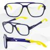 imageFEISEDY Sports Blue Light Glasses for Men Lightweight Anti Slip Running Cycling Square Glasses Computer Eyeglasses B0156Matte Transparent BlueYellow Leg
