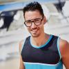 imageFEISEDY Sports Blue Light Glasses for Men Lightweight Anti Slip Running Cycling Square Glasses Computer Eyeglasses B0156Matte Transparent BlueYellow Leg