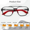 imageFEISEDY Sports Blue Light Glasses for Men Lightweight Anti Slip Running Cycling Square Glasses Computer Eyeglasses B0156Matte Transparent GreyRed Leg