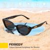 imageFEISEDY Trendy Polarized Cateye Sunglasses for Women Men Retro Rectangle Narrow Sunnies B4176Black