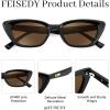 imageFEISEDY Trendy Polarized Cateye Sunglasses for Women Men Retro Rectangle Narrow Sunnies B4176Black FrameBrown Lens