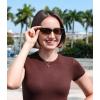 imageFEISEDY Trendy Polarized Cateye Sunglasses for Women Men Retro Rectangle Narrow Sunnies B4176Black FrameBrown Lens