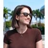 imageFEISEDY Trendy Polarized Cateye Sunglasses for Women Men Retro Rectangle Narrow Sunnies B4176Black FrameBrown Lens