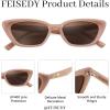 imageFEISEDY Trendy Polarized Cateye Sunglasses for Women Men Retro Rectangle Narrow Sunnies B4176Caramel