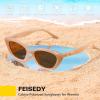 imageFEISEDY Trendy Polarized Cateye Sunglasses for Women Men Retro Rectangle Narrow Sunnies B4176Caramel