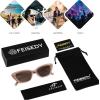 imageFEISEDY Trendy Polarized Cateye Sunglasses for Women Men Retro Rectangle Narrow Sunnies B4176Caramel