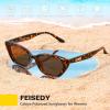 imageFEISEDY Trendy Polarized Cateye Sunglasses for Women Men Retro Rectangle Narrow Sunnies B4176Tortoise FrameBrown Lens
