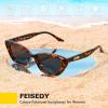 imageFEISEDY Trendy Polarized Cateye Sunglasses for Women Men Retro Rectangle Narrow Sunnies B4176Tortoise FrameGrey Lens