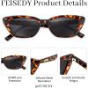 imageFEISEDY Trendy Polarized Cateye Sunglasses for Women Men Retro Rectangle Narrow Sunnies B4176Tortoise FrameGrey Lens