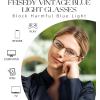 imageFEISEDY Vintage Blue Light Glasses for Women Metal Y2K Rectangle Glasses Gold Silver Fake Nerd Eyewear Frame B0271Black