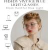 imageFEISEDY Vintage Blue Light Glasses for Women Metal Y2K Rectangle Glasses Gold Silver Fake Nerd Eyewear Frame B0271Gold