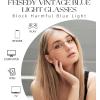 imageFEISEDY Vintage Blue Light Glasses for Women Metal Y2K Rectangle Glasses Gold Silver Fake Nerd Eyewear Frame B0271Rose Gold