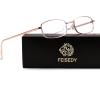 imageFEISEDY Vintage Blue Light Glasses for Women Metal Y2K Rectangle Glasses Gold Silver Fake Nerd Eyewear Frame B0271Rose Gold