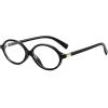 imageFEISEDY Vintage Oval Glasses for Women Men Retro Tortoise Blue Light Blocking Glasses Small Fake Nerd Eyewear Frames B0254Black