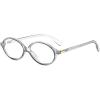 imageFEISEDY Vintage Oval Glasses for Women Men Retro Tortoise Blue Light Blocking Glasses Small Fake Nerd Eyewear Frames B0254Transparent Grey