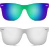 imageFEISEDY Womens Sunglasses Trendy Mirrored One Piece Lens Men Reflective Sun Glasses B41142 Packgreen Blue Mirror  Sliver Mirror