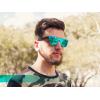 imageFEISEDY Womens Sunglasses Trendy Mirrored One Piece Lens Men Reflective Sun Glasses B41142 Packgreen Mirror  Black