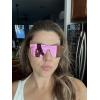 imageFEISEDY Womens Sunglasses Trendy Mirrored One Piece Lens Men Reflective Sun Glasses B41142 Packpink Mirror  Sliver Mirror