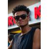 imageFEISEDY Womens Sunglasses Trendy Mirrored One Piece Lens Men Reflective Sun Glasses B4114Black