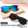 imageFEISEDY Womens Sunglasses Trendy Mirrored One Piece Lens Men Reflective Sun Glasses B4114Black