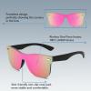 imageFEISEDY Womens Sunglasses Trendy Mirrored One Piece Lens Men Reflective Sun Glasses B4114Black FramePink Mirror