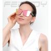 imageFEISEDY Womens Sunglasses Trendy Mirrored One Piece Lens Men Reflective Sun Glasses B4114Black FramePink Mirror