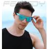 imageFEISEDY Womens Sunglasses Trendy Mirrored One Piece Lens Men Reflective Sun Glasses B4114Blue FrameBlue Mirror