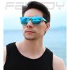 imageFEISEDY Womens Sunglasses Trendy Mirrored One Piece Lens Men Reflective Sun Glasses B4114Blue FrameBlue Mirror