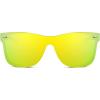 imageFEISEDY Womens Sunglasses Trendy Mirrored One Piece Lens Men Reflective Sun Glasses B4114Gold Mirror